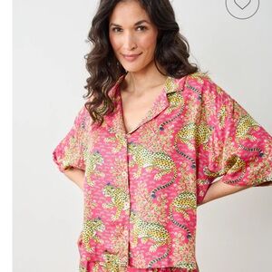 Print fresh Eco Satin Wildest Dreams Top, Bagheera Print, S (fits like M/L)